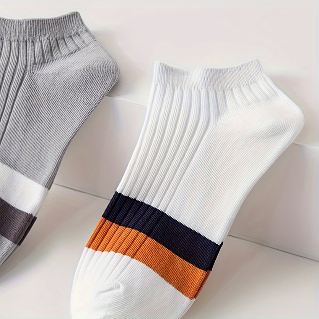 5-Pair Block Ankle Socks Combo