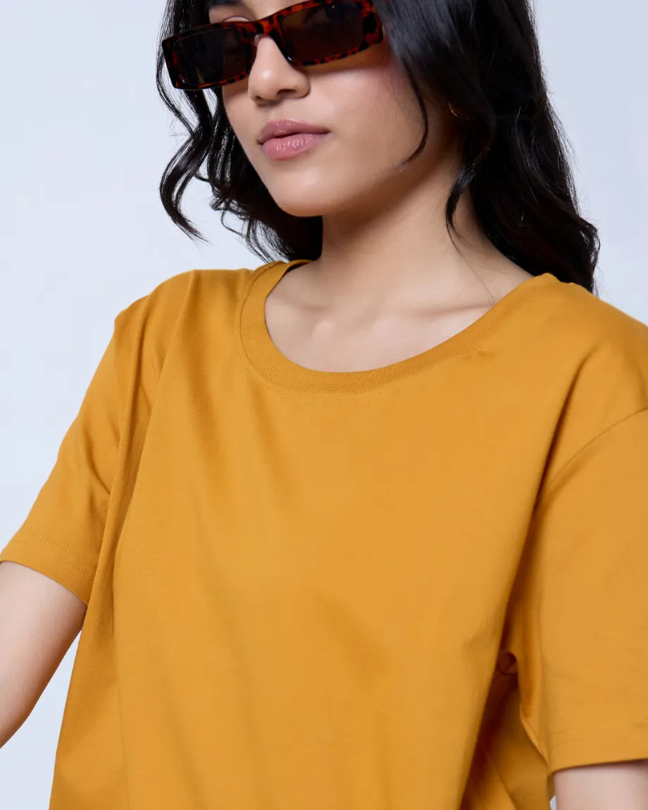 Mustard Plain Boxy Oversize T-Shirt