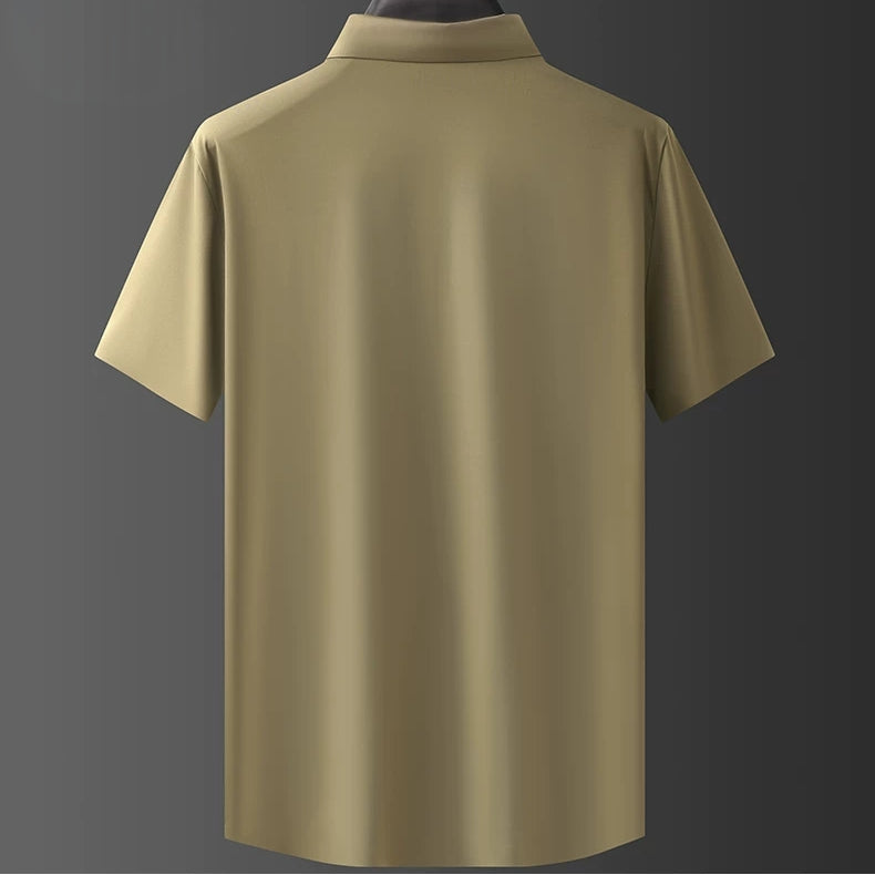NoirSheen Luxe Satin Half Sleeve Shirt