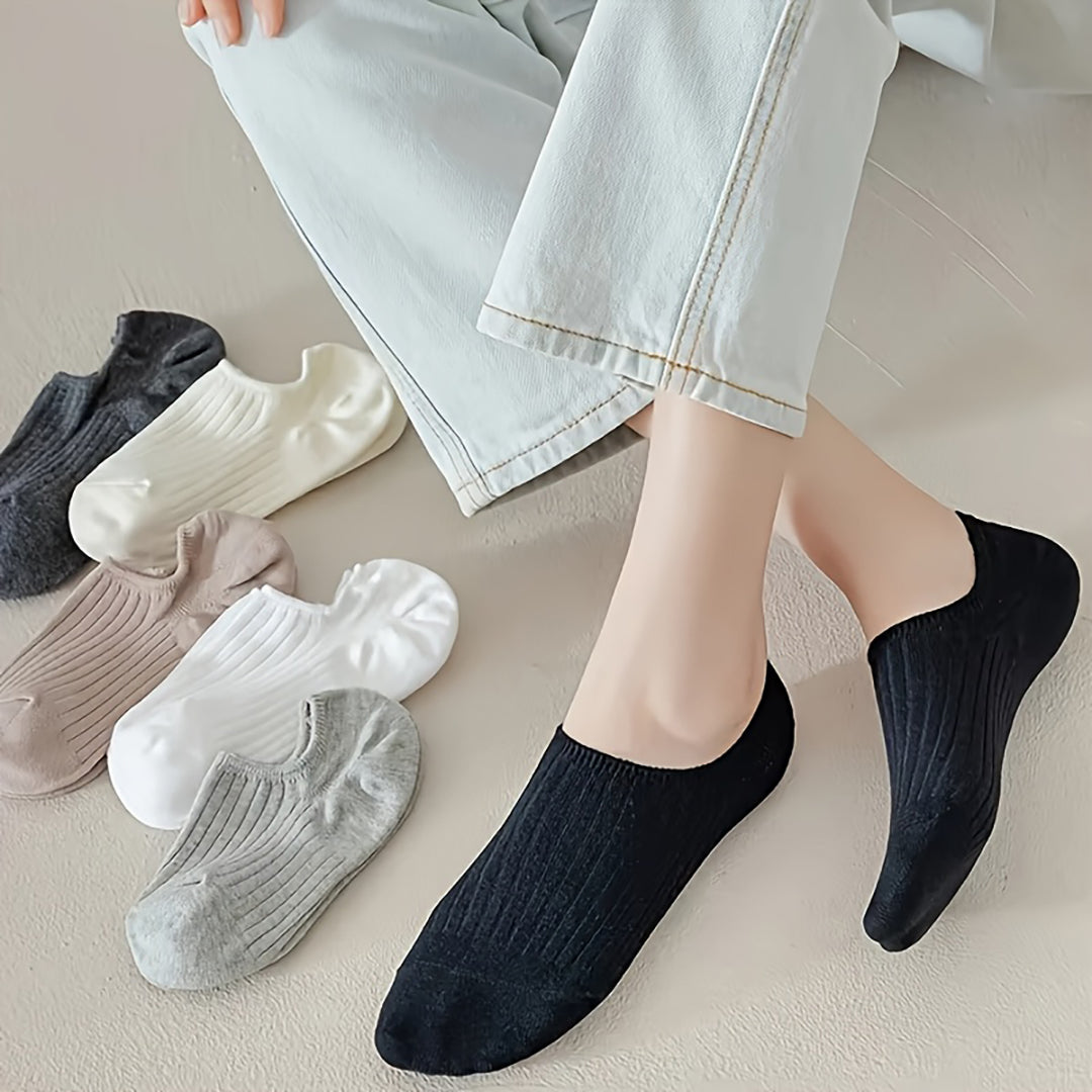 6-Pair Solid Boat Socks Simple Breathable Invisible Short Socks Combo