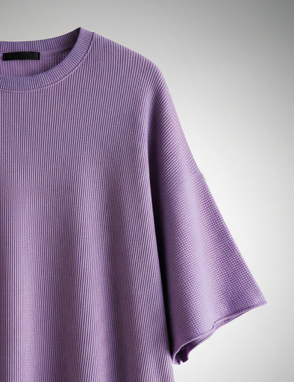 Waffle Knit Oversized T-Shirt - Lavender