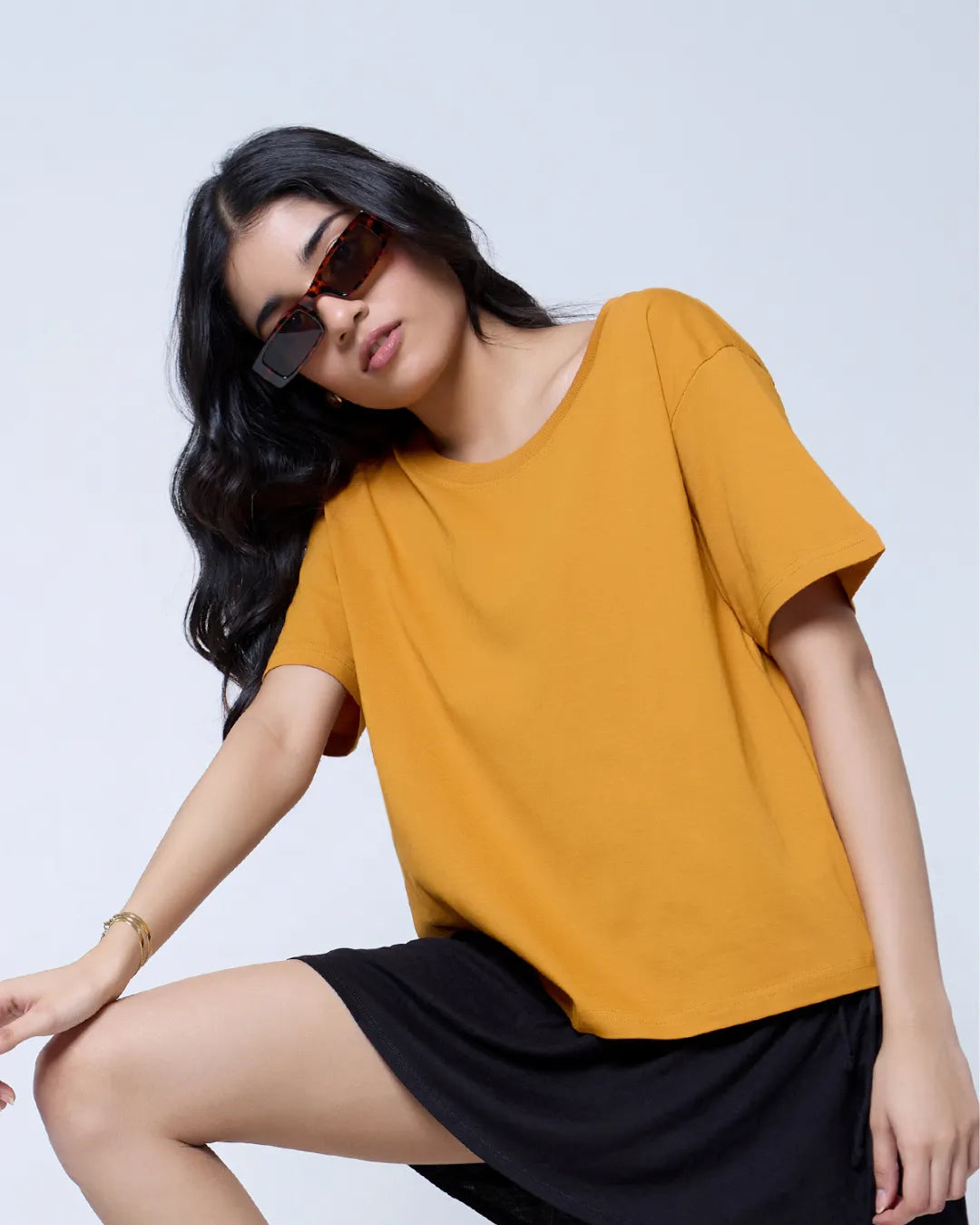 Mustard Plain Boxy Oversize T-Shirt
