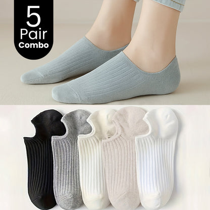 6-Pair Solid Boat Socks Simple Breathable Invisible Short Socks Combo