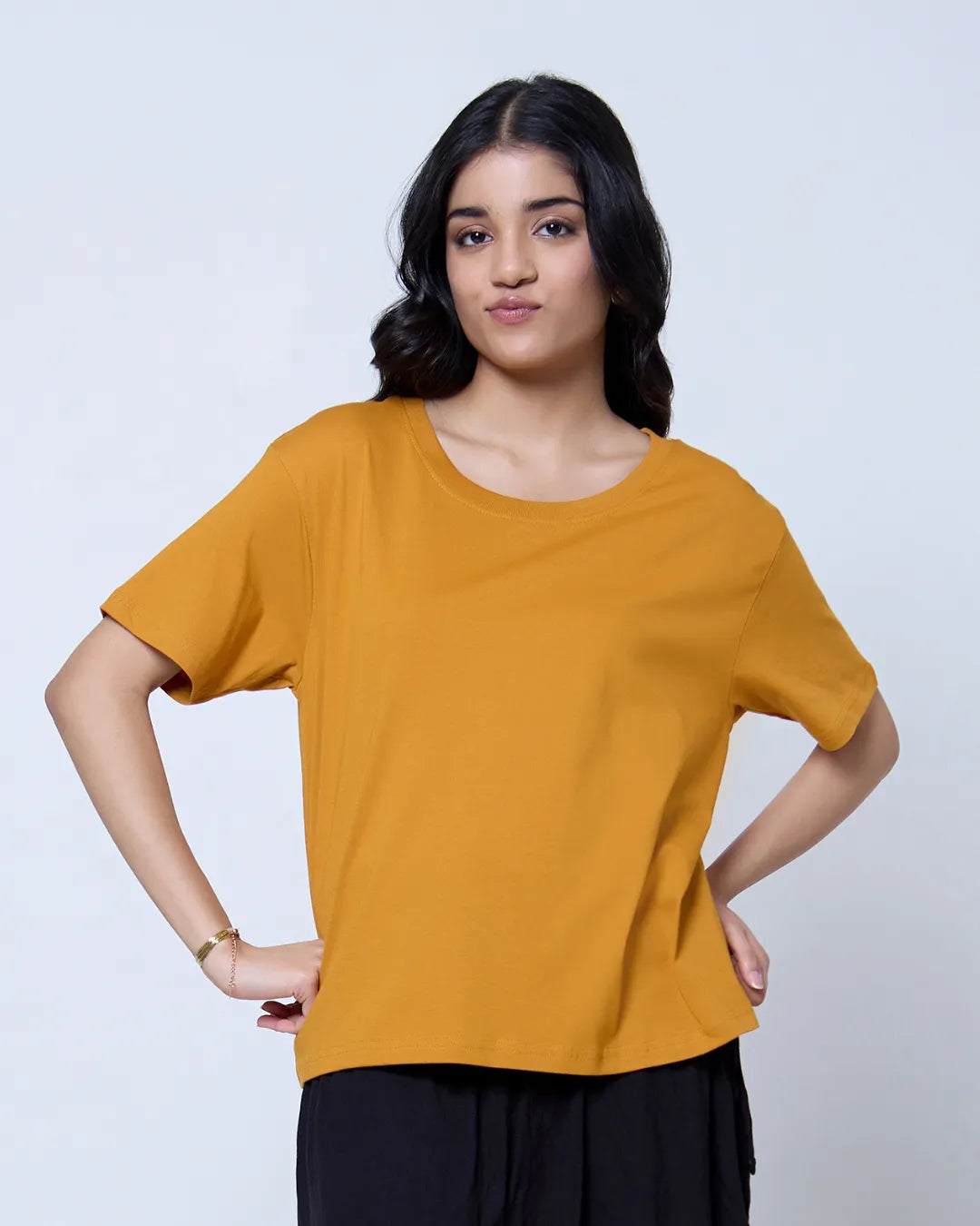 Mustard Plain Boxy Oversize T-Shirt