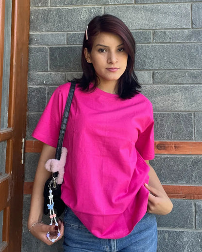 Hot Pink Plain T-Shirt