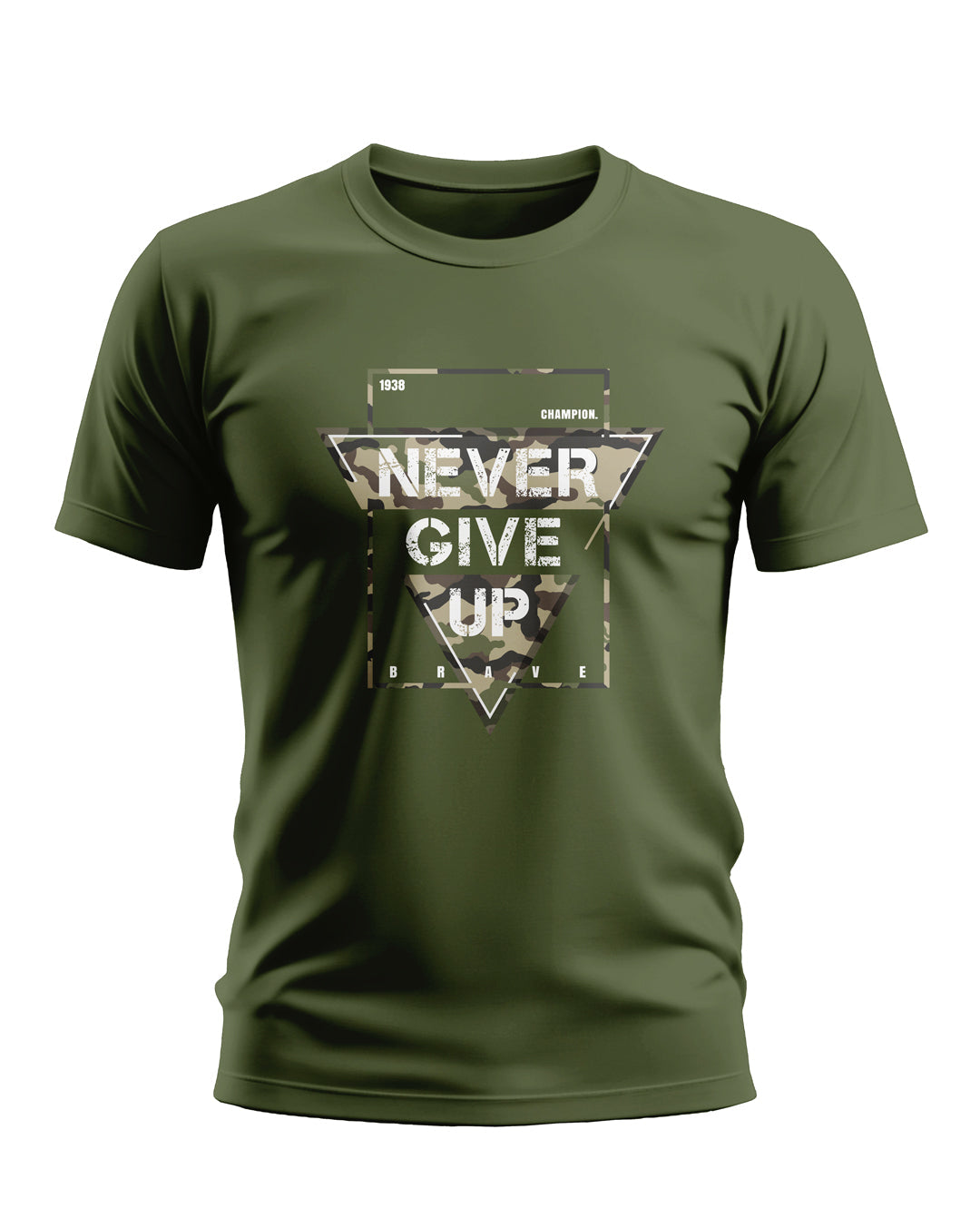 Never Give Up Army Style Soft Cotton T-shirt
