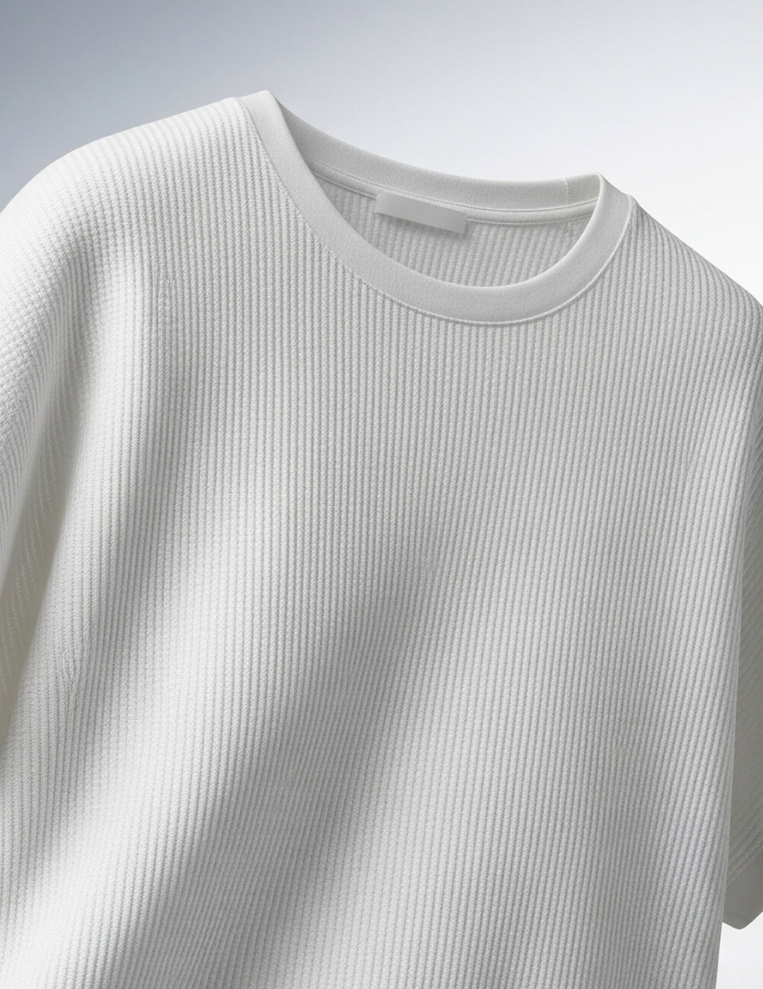 Waffle Knit Oversized T-Shirt - White