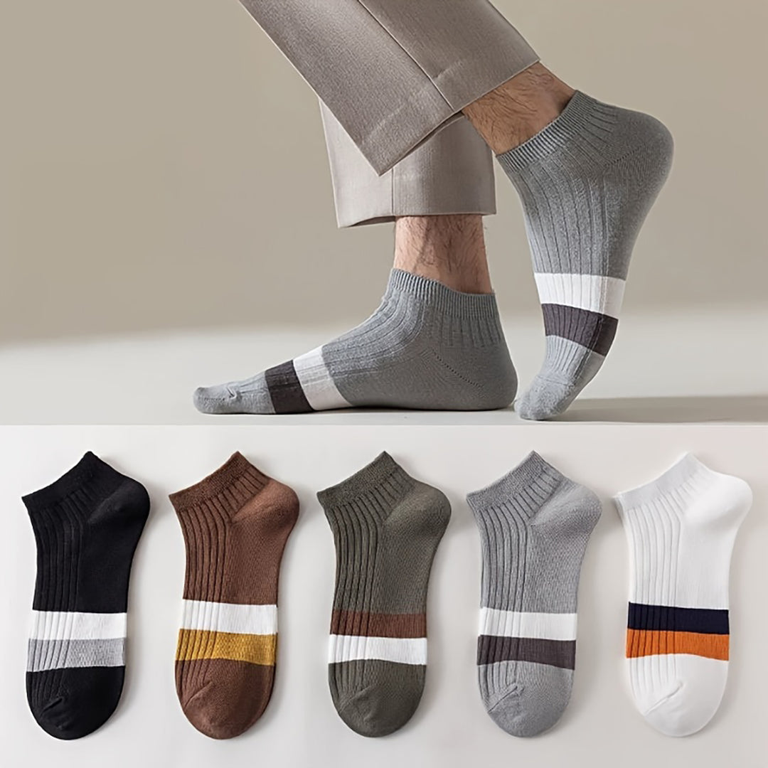 5-Pair Block Ankle Socks Combo