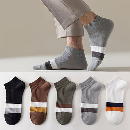 5-Pair Block Ankle Socks Combo