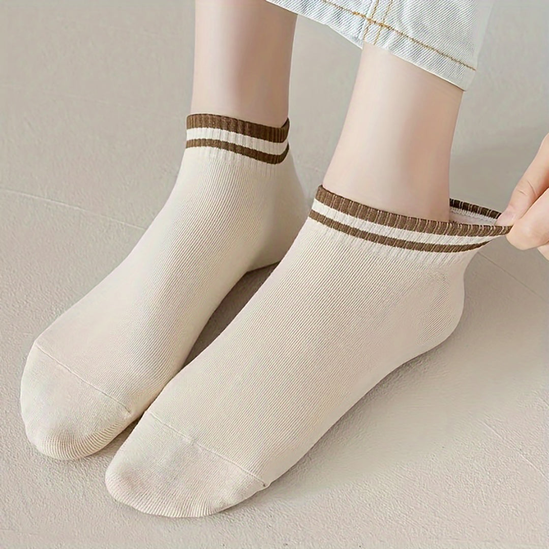 6-Pair Striped Ankle Crew Breathable Socks Combo