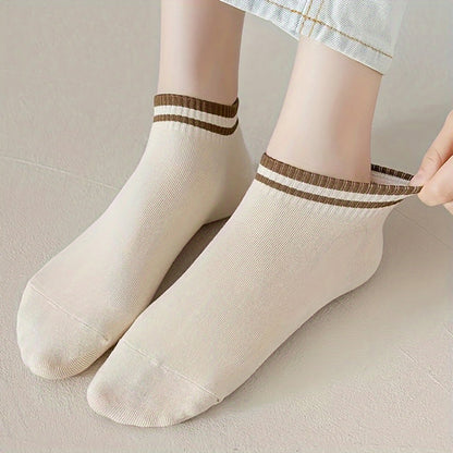 6-Pair Striped Ankle Crew Breathable Socks Combo