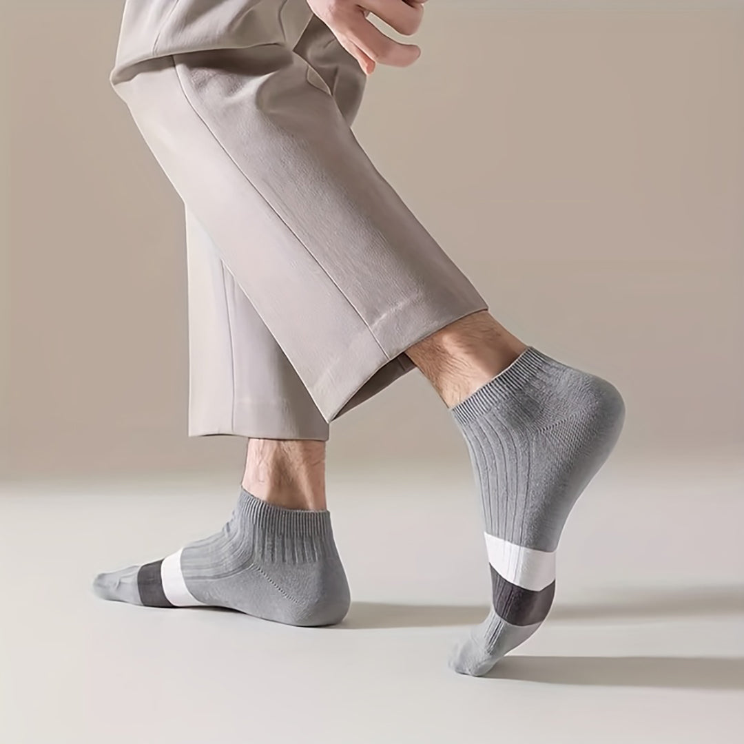 5-Pair Block Ankle Socks Combo