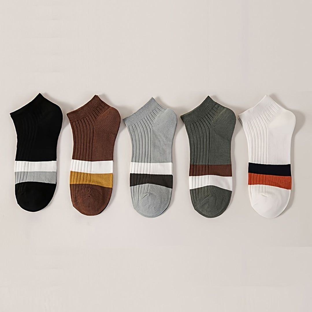 5-Pair Block Ankle Socks Combo