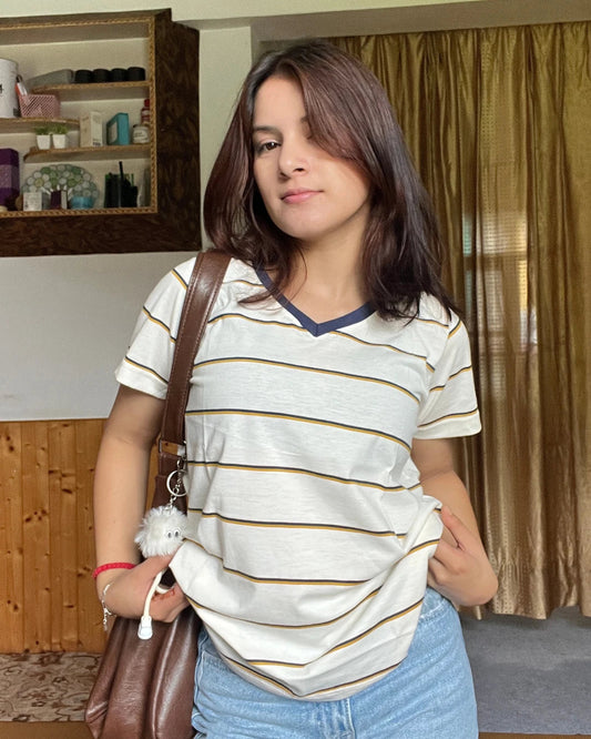 Sunset Stripe V-Neck T-Shirt