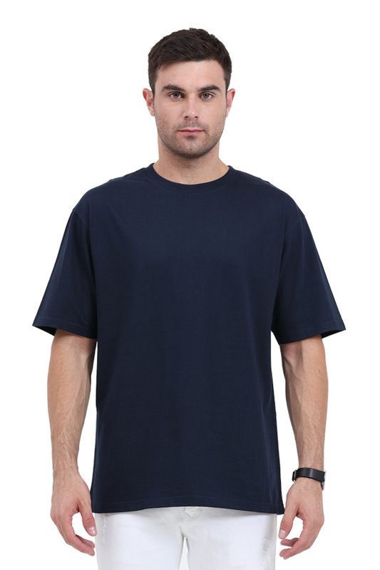 Oversized Classic T-Shirt Plain Navy Blue