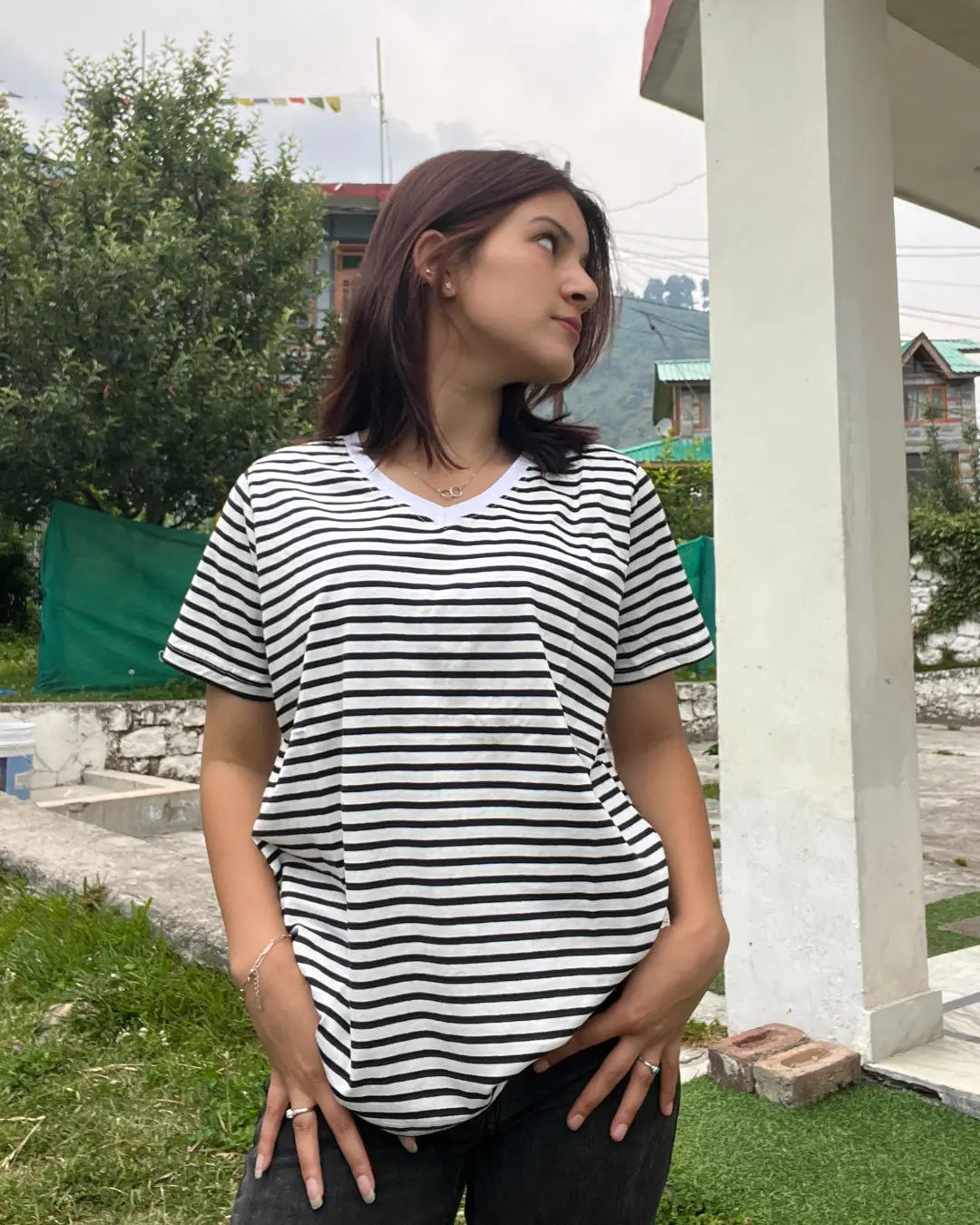 Monoline Stripe V-Neck T-Shirt