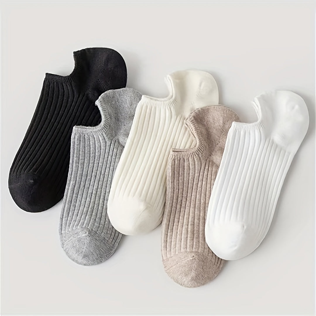 6-Pair Solid Boat Socks Simple Breathable Invisible Short Socks Combo