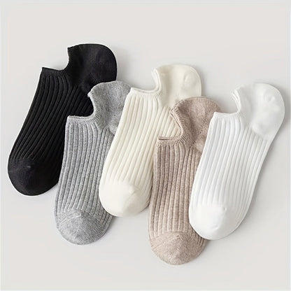 6-Pair Solid Boat Socks Simple Breathable Invisible Short Socks Combo