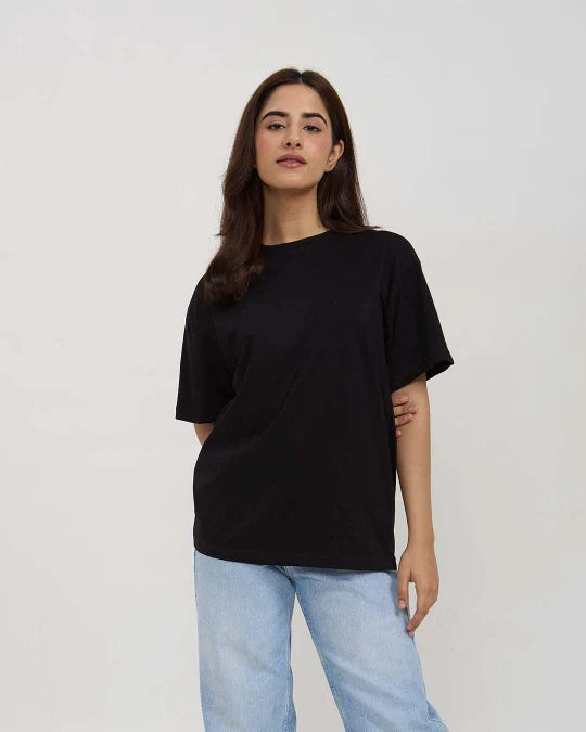 Black Plain Oversized T-Shirt