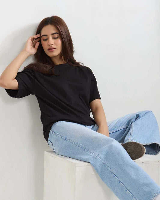 Black Plain Oversized T-Shirt