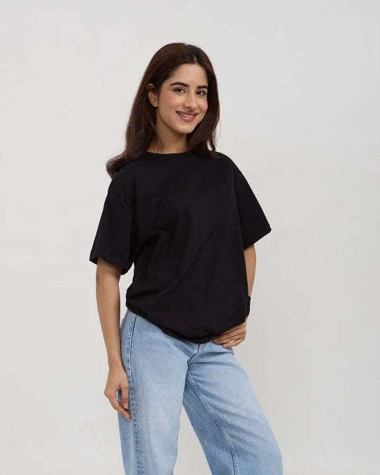 Black Plain Oversized T-Shirt