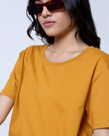Mustard Plain Boxy Oversize T-Shirt