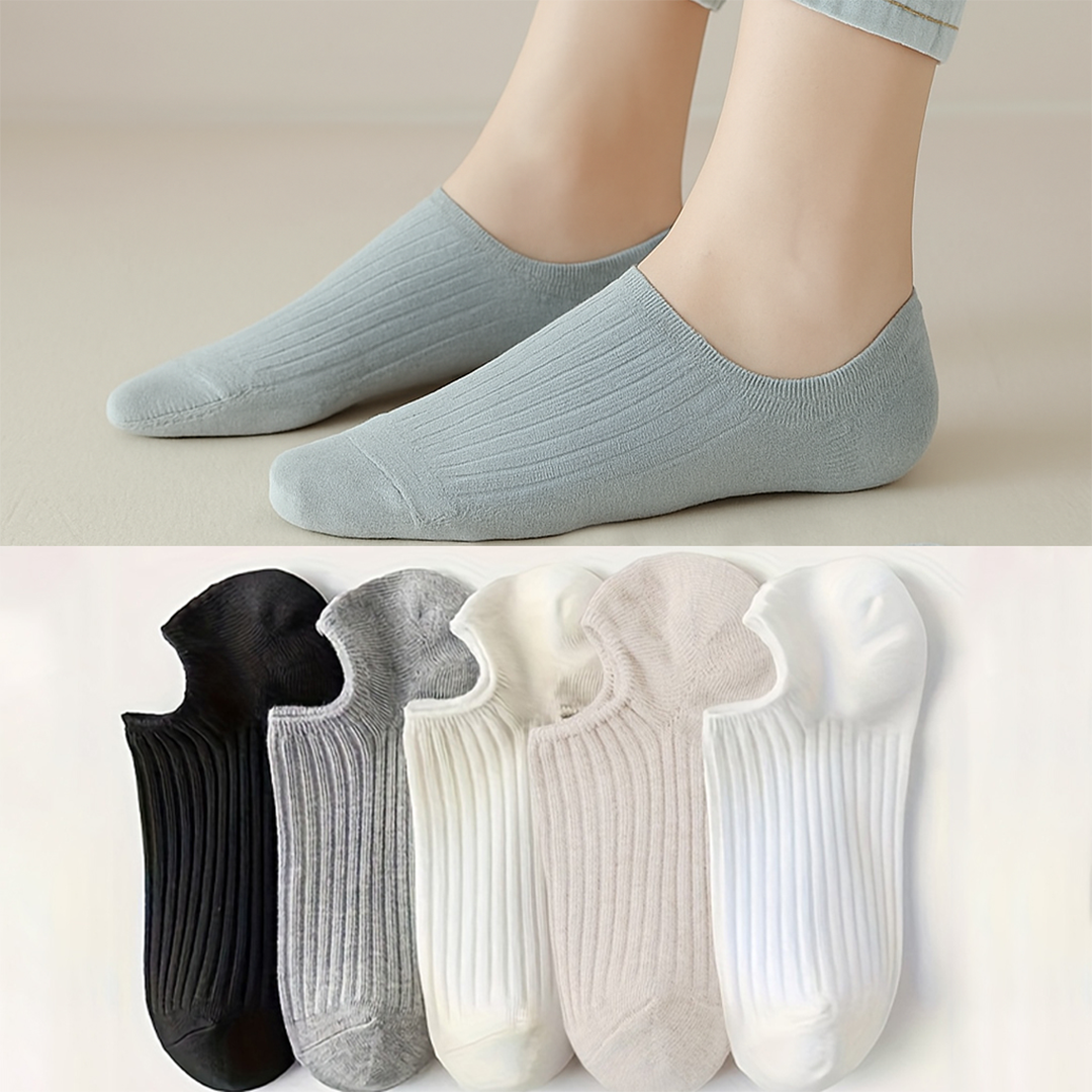 6-Pair Solid Boat Socks Simple Breathable Invisible Short Socks Combo