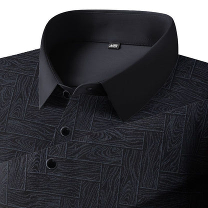 Midnight Herringbone Luxe Polo T-Shirt