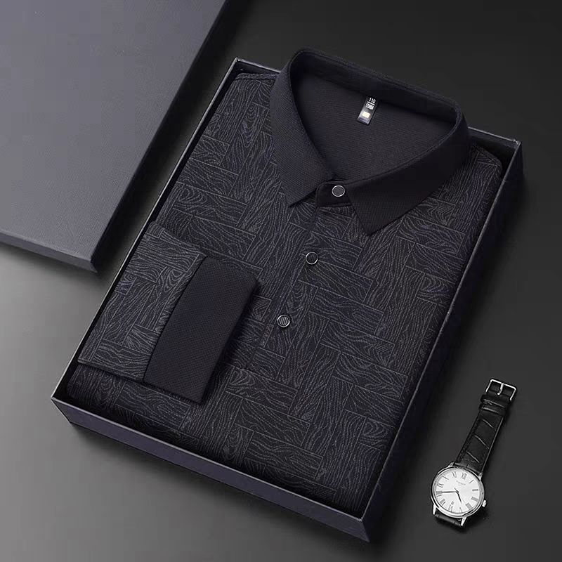 Midnight Herringbone Luxe Polo T-Shirt