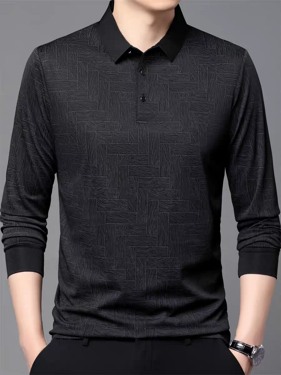 Midnight Herringbone Luxe Polo T-Shirt
