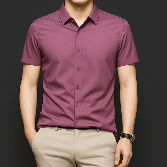 NoirSheen Luxe Satin Half Sleeve Shirt