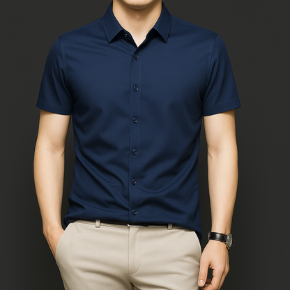 NoirSheen Luxe Satin Half Sleeve Shirt