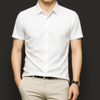 NoirSheen Luxe Satin Half Sleeve Shirt