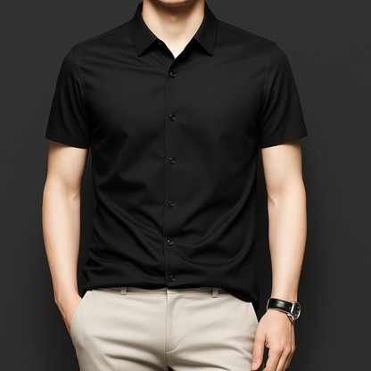 NoirSheen Luxe Satin Half Sleeve Shirt