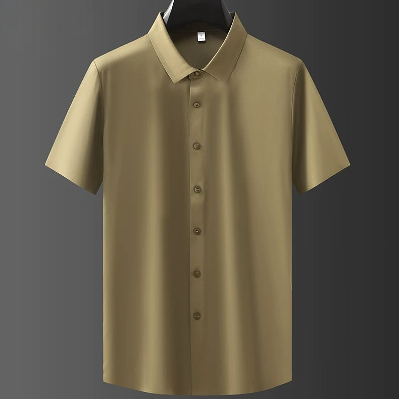 NoirSheen Luxe Satin Half Sleeve Shirt