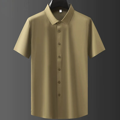 NoirSheen Luxe Satin Half Sleeve Shirt