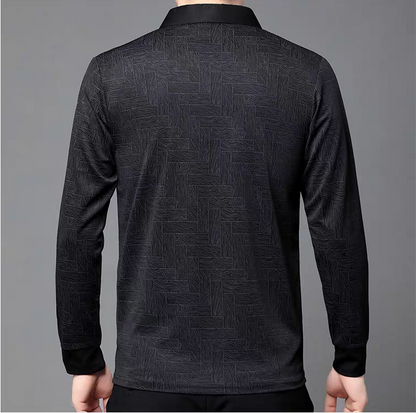 Midnight Herringbone Luxe Polo T-Shirt