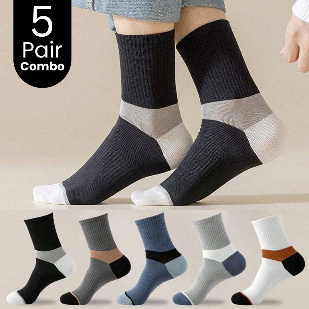 5-Pair Sweat Absorbing Sports Comfortable Socks Combo