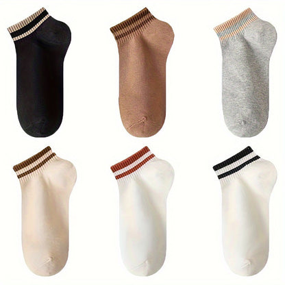 6-Pair Striped Ankle Crew Breathable Socks Combo