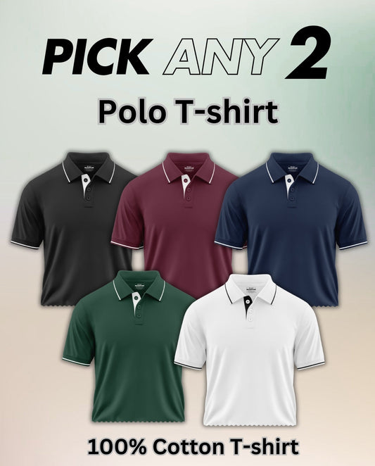Pick Any 2 - Plain POLO Cotton T-shirt Combo